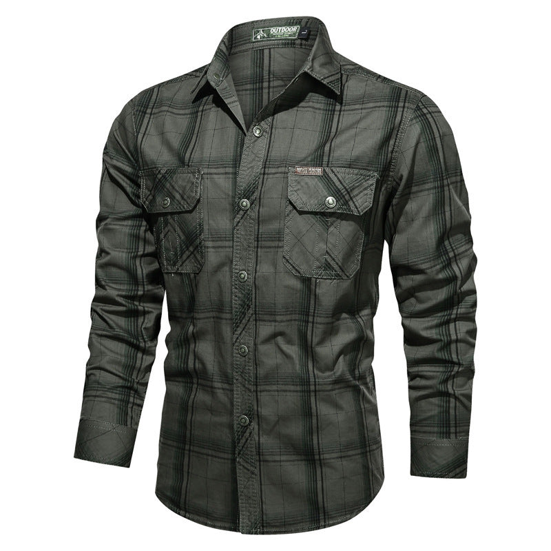 New Men's Spring And Autumn Long-sleeved Striped Shirt