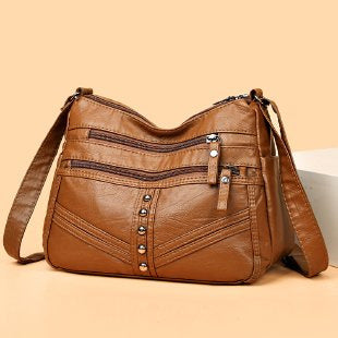 Ladies New High-grade Soft Leather Messenger Bag Vintage Leather
