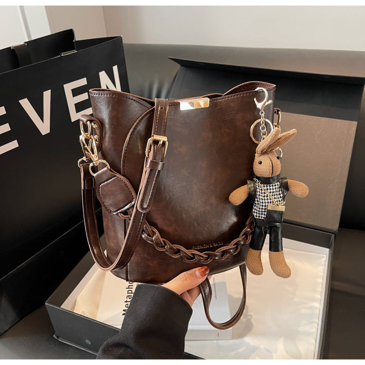 Women's Retro Messenger Bag Portable Bucket Bag