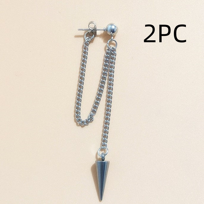 Chain Star Moon Peach Heart Sharp Cone Rhombus Earrings