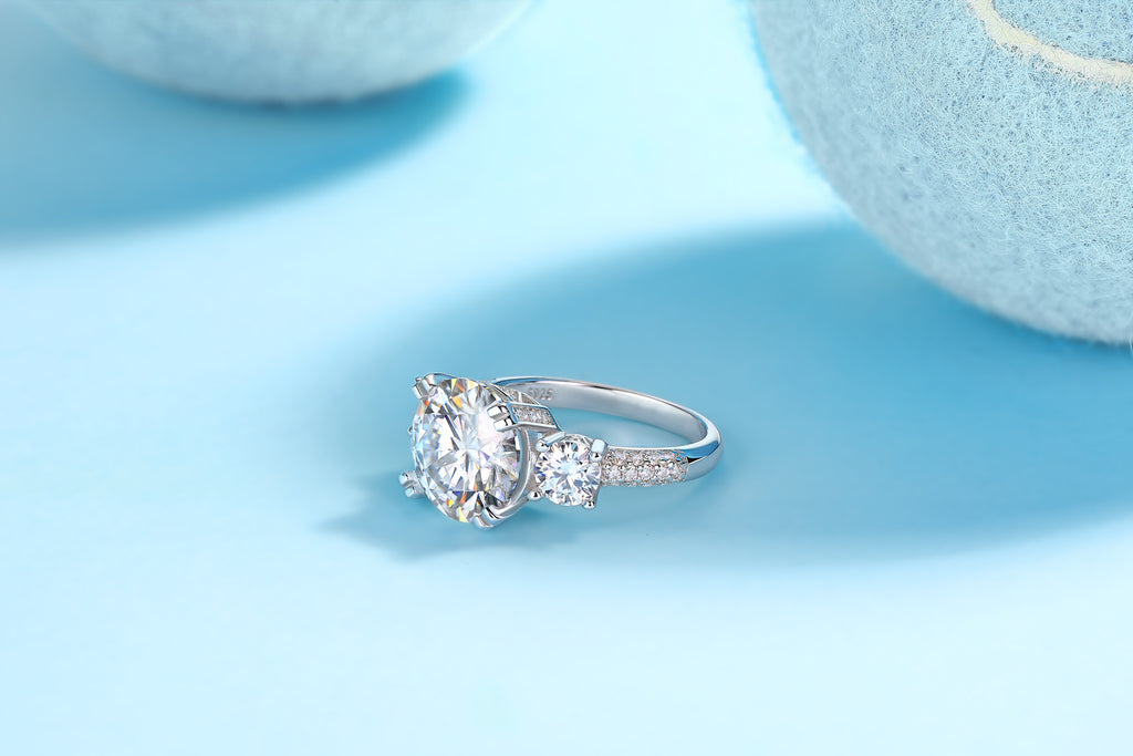 1Dazzling Stars - A Fashionable And Luxurious Jewelry Piece Set With 5-carat Moissan Diamond S925 Sterling Silver And Platinum-plated Diamond Prohibit TikTok sales