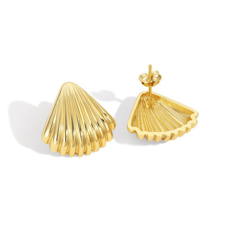 S925 Sterling Silver Stud Earrings For Women Niche Design Shell