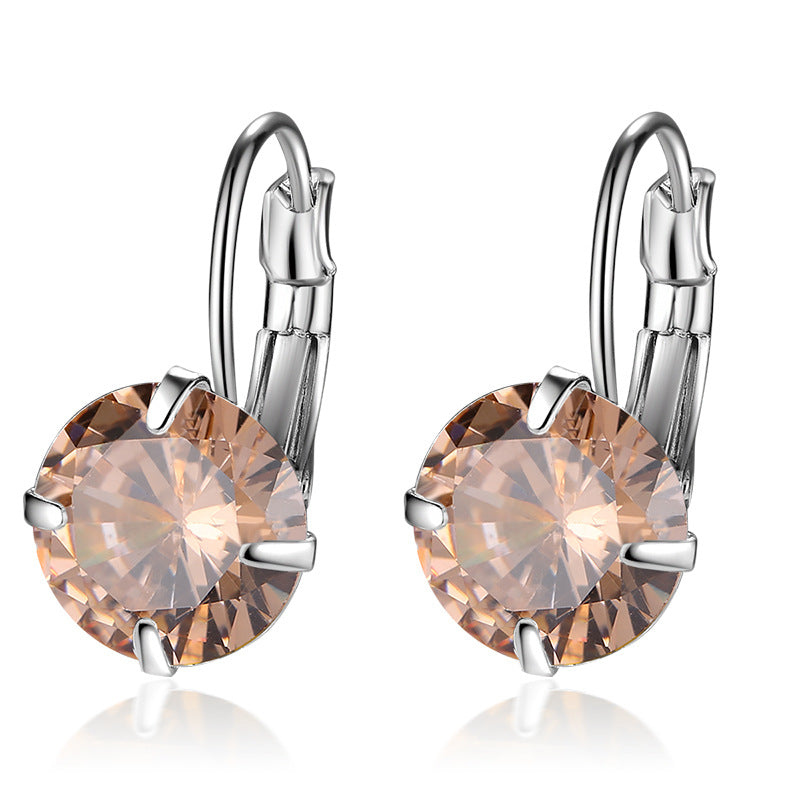 Single Zircon Colorful Ear Clip Simple Fashion Elegant European And American